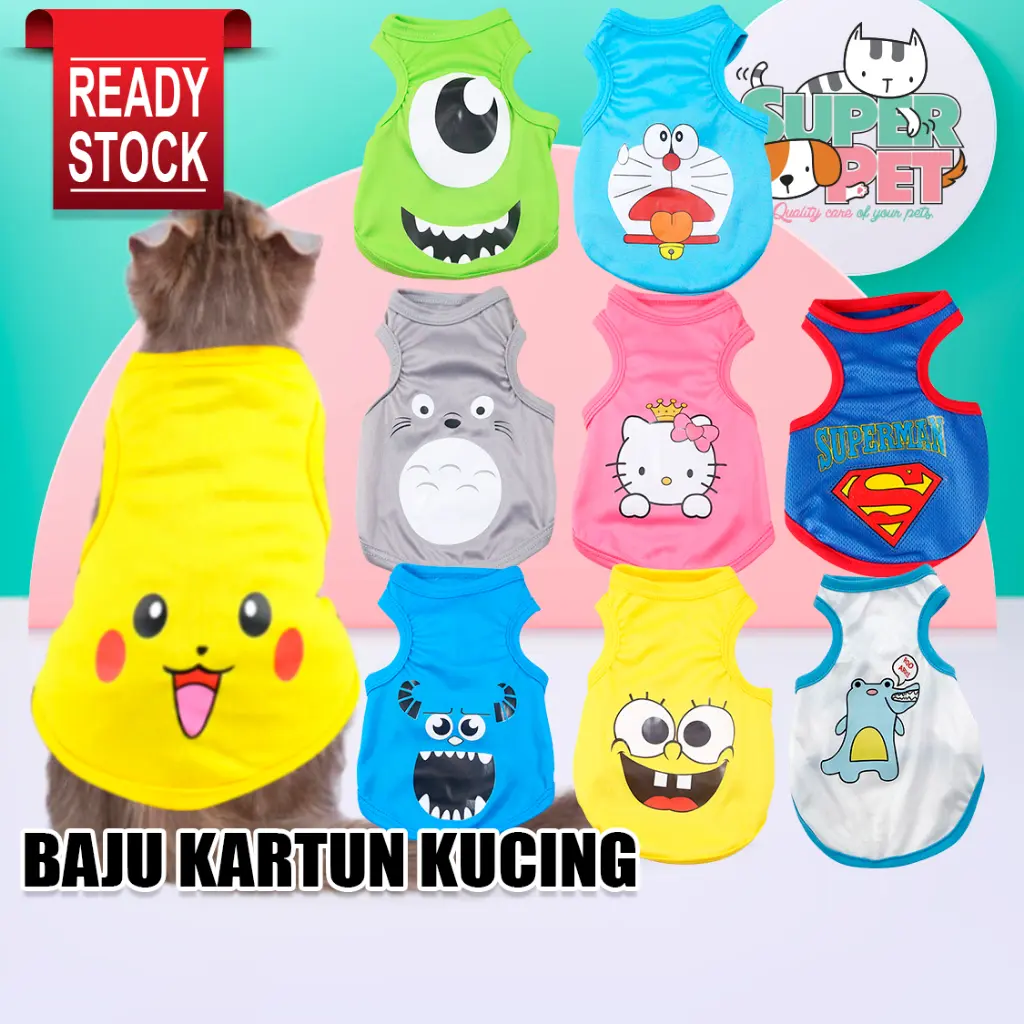 Cute Cartoon Pet T-Shirt Cat Rabbit Cute Cat Dog Clothes Soft Cotton Animal Shirt