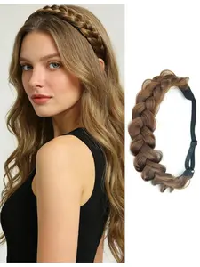Synthetic Braided Hairband, Classic Wide Strands Loose Messy Hairstyle Headwrap, Women's Beauty Accessory, Elegant Design