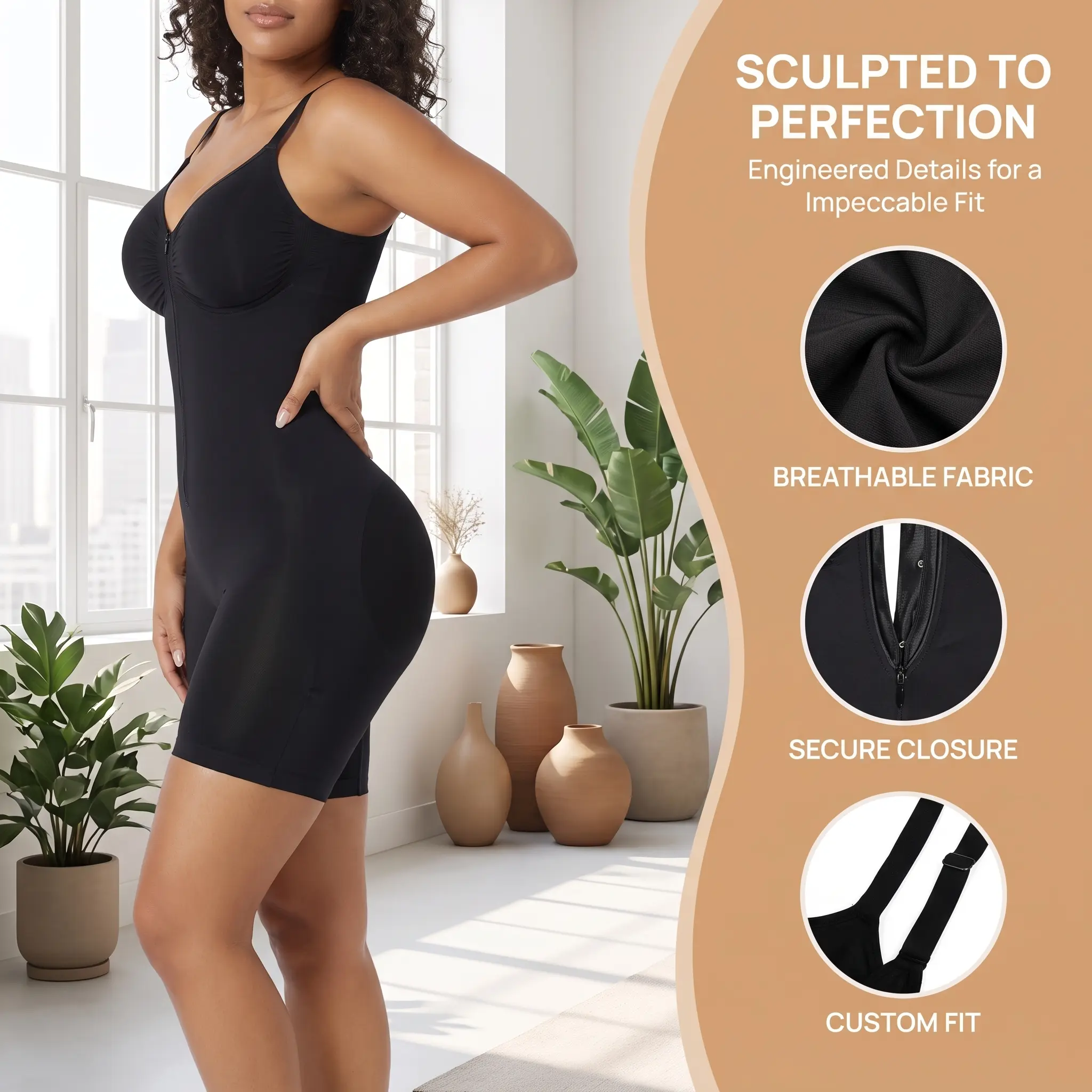 Shapewear for Women Tummy Control Bodysuits Zip-Up Comfort Ultra Stretch Fabric Customizable Fit Breathable Mesh Design Comfortable Fit-YY2