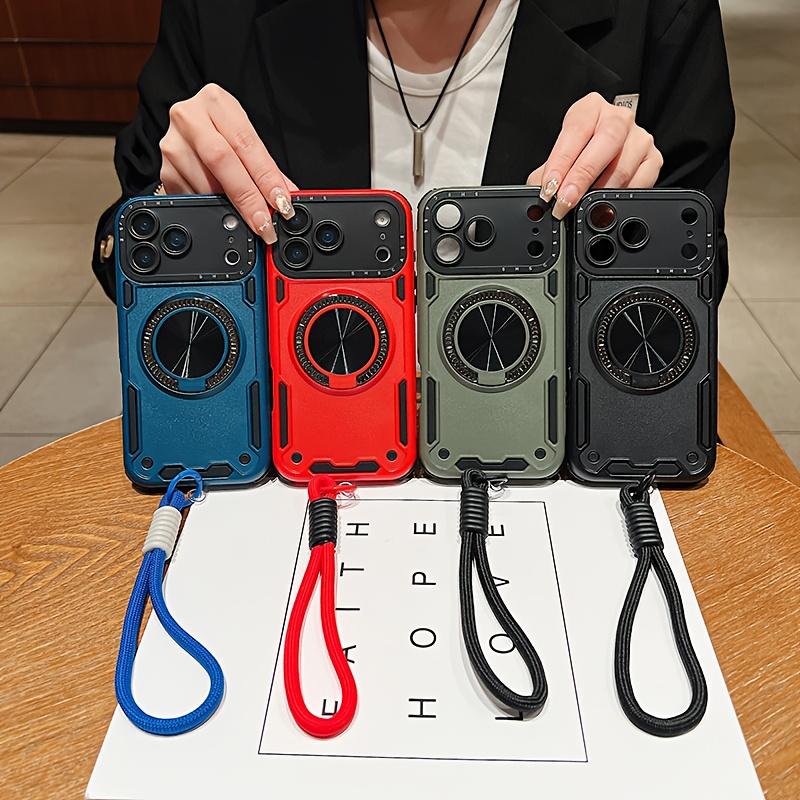 Phone Case: Three-in-one Shockproof and Anti-slip Stand Phone Case with Lanyard, Suitable for iPhone 15/15 Pro Max/16/16 Pro/16 Pro Max/16 Plus/17/17 Pro/17 Air/17 Pro Max. Detachable with a Lanyard for Hand Carrying, Rotatable Stand