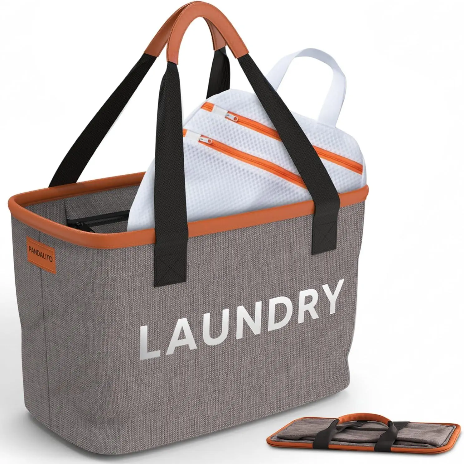 Polyester Rectangular Collapsible Laundry Basket - Small, Compact Space-Saving Mini Hamper with Mesh Wash Bag, Handles for Dorms, Apartments