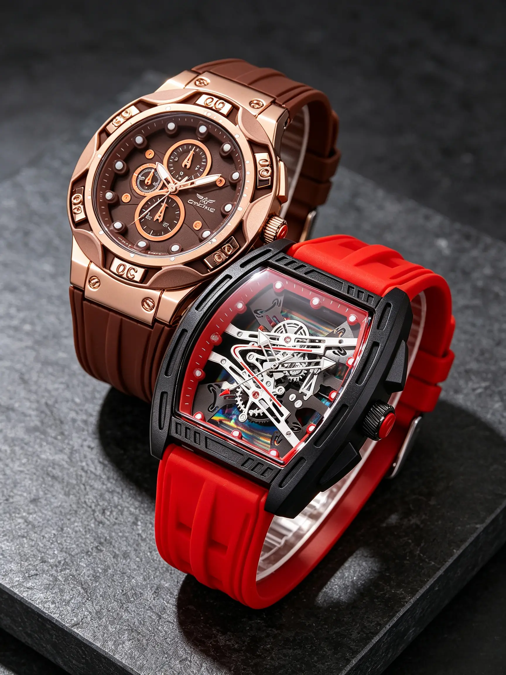 2pcs Couple Fashion Men's Analog Watch Set, Hollow Out Mechanical Watch + Silicone Sport Watch, Perfect Gift for Father's Day, Valentine's Day, Christmas