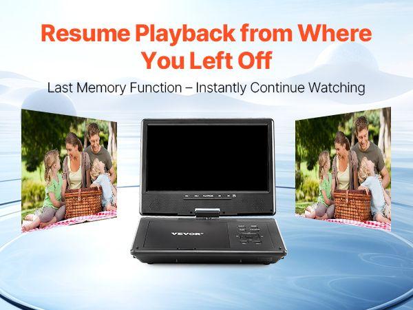 VEVOR Portable DVD Player 9 in HD Swivel Screen 4 Hours-in Battery