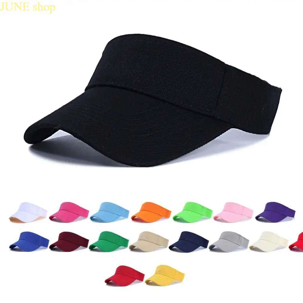 Unisex Solid Cotton Empty Top Visor Hat With Adjustable Back Strap, UV Protective Lightweight Headwear Suitable For Tennis, Golf, Running And Various Outdoor Sports As Well As Daily Summer Sun Protection