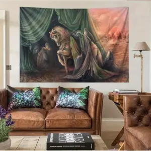 2D Flat, 1pc 2D Printing Ya Hussain, Hazrat Ruqayyah Tapestry Wall Hanging - Vibrant Poly Shia Flag, Muharram Banner, Majaliss, Azadari, Ashura, Karbala, Arbaeen Cozy Cabin-Themed Decor for Living Room, Bedroom, Or Office Lslamic Flag, 2D Flat