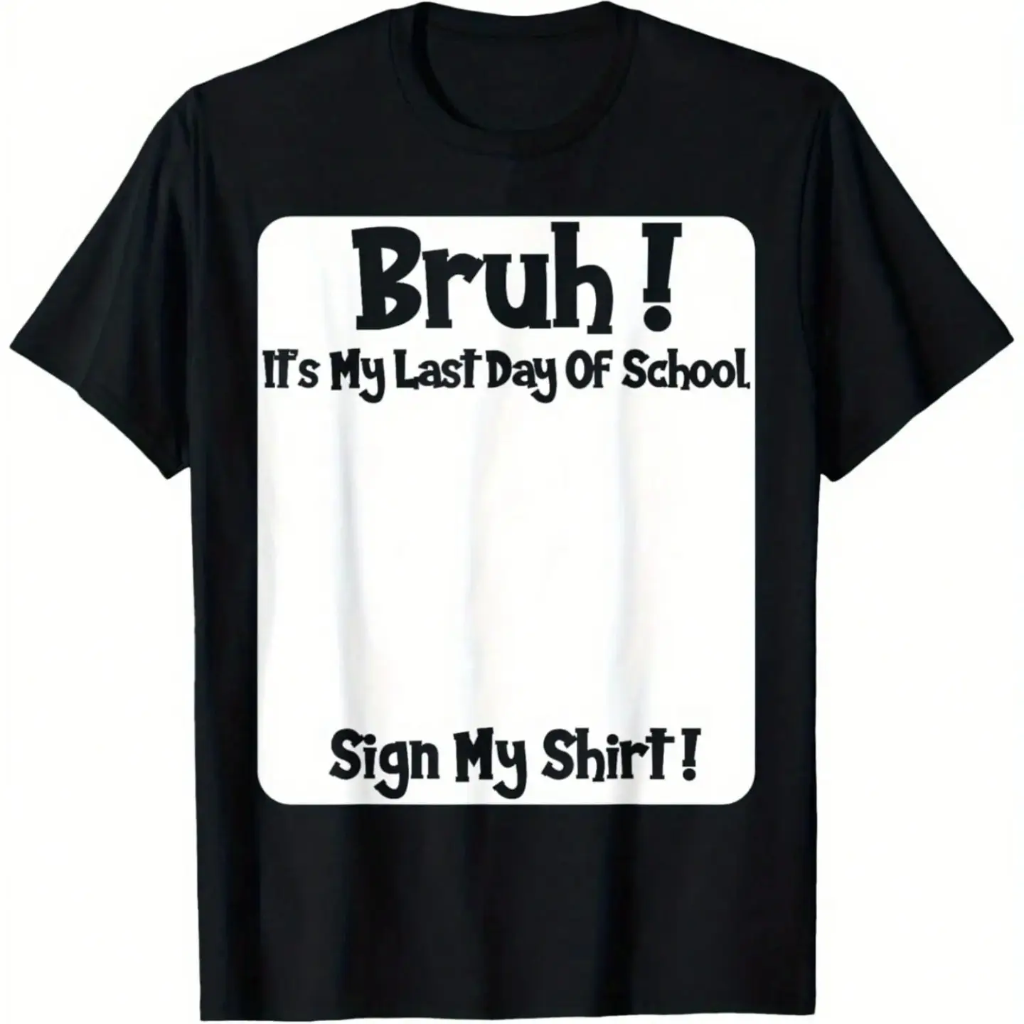 "Sign My T-Shirt" Round Neck Short Sleeve Sports Top - Short Sleeve Tops, School Sign Print, Soft Fabric, Breathable, Lightweight, Everyday Wear, Ideal Gift for Last Day of School, Casual Streetwear