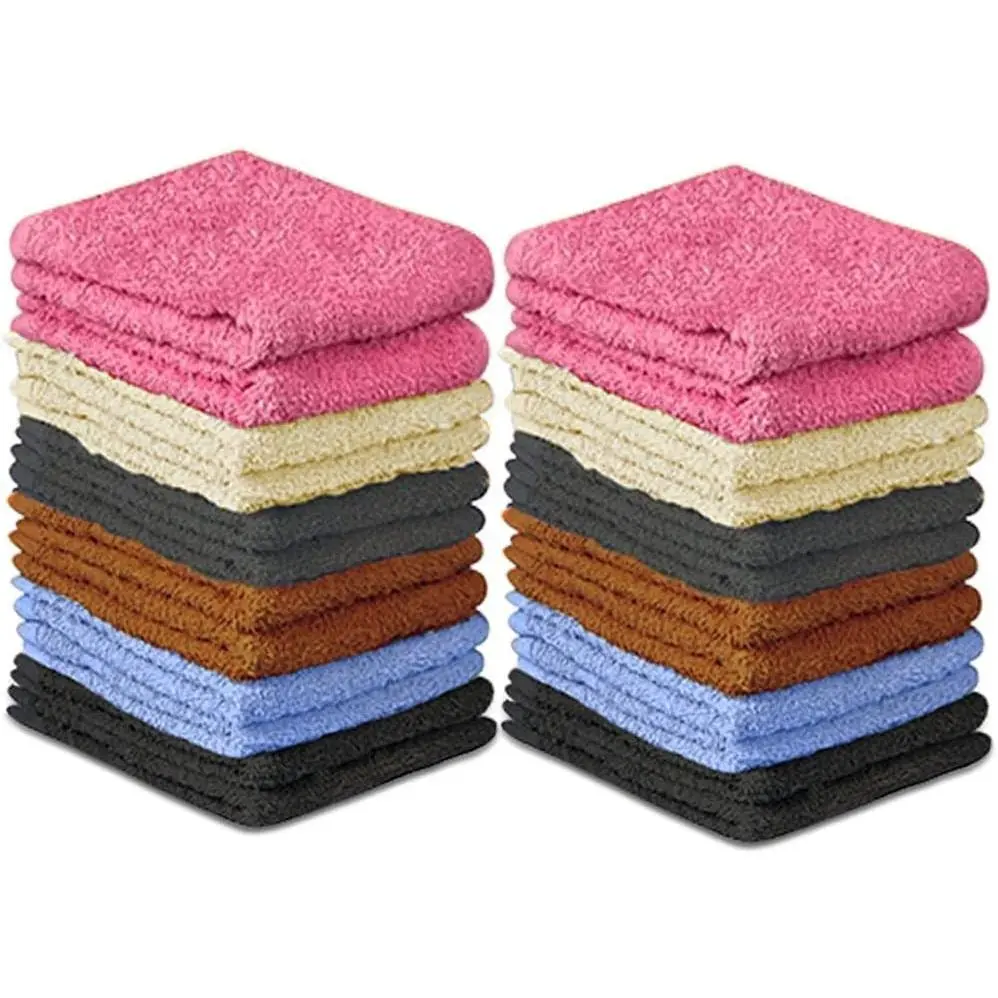 24 Pack 100% Cotton Washcloths - Soft, Absorbent Face Towels for Bathroom & Gym - Reusable, Durable & Machine Washable - Multi-Color, 12x12 InchesGift