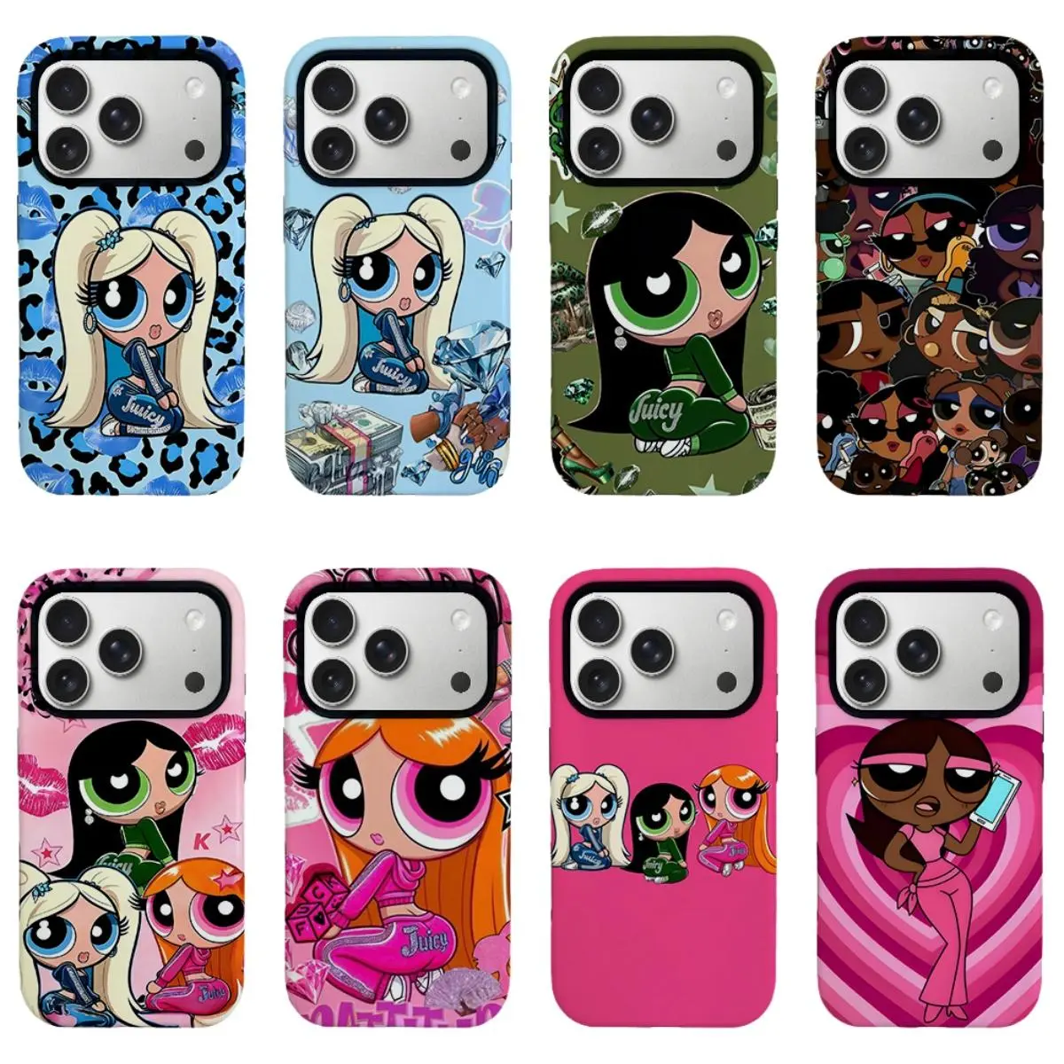 Y2K Baddie Remix Powerpuff Girls Phone Case, Leopard Diamond Cash Cool Girl Print Shockproof Cover, Trendy Girly Shell for iPhone11 12 13 14 15 16 17 pro max and Samsung S21-S26 .Perfect for Her/Him Girly Phone Caseslovely stylish gift