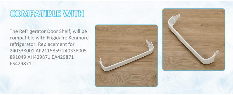 HECASA 240338001 AP2115859 240338005 Refrigerator Door Shelf Compatible with Frigidaire Kenmore Refrigerator 891049 AH429871 EA429871 PS429871 Replacement only ABS Plastic White Door Bin Shelf Rack Home Household Items