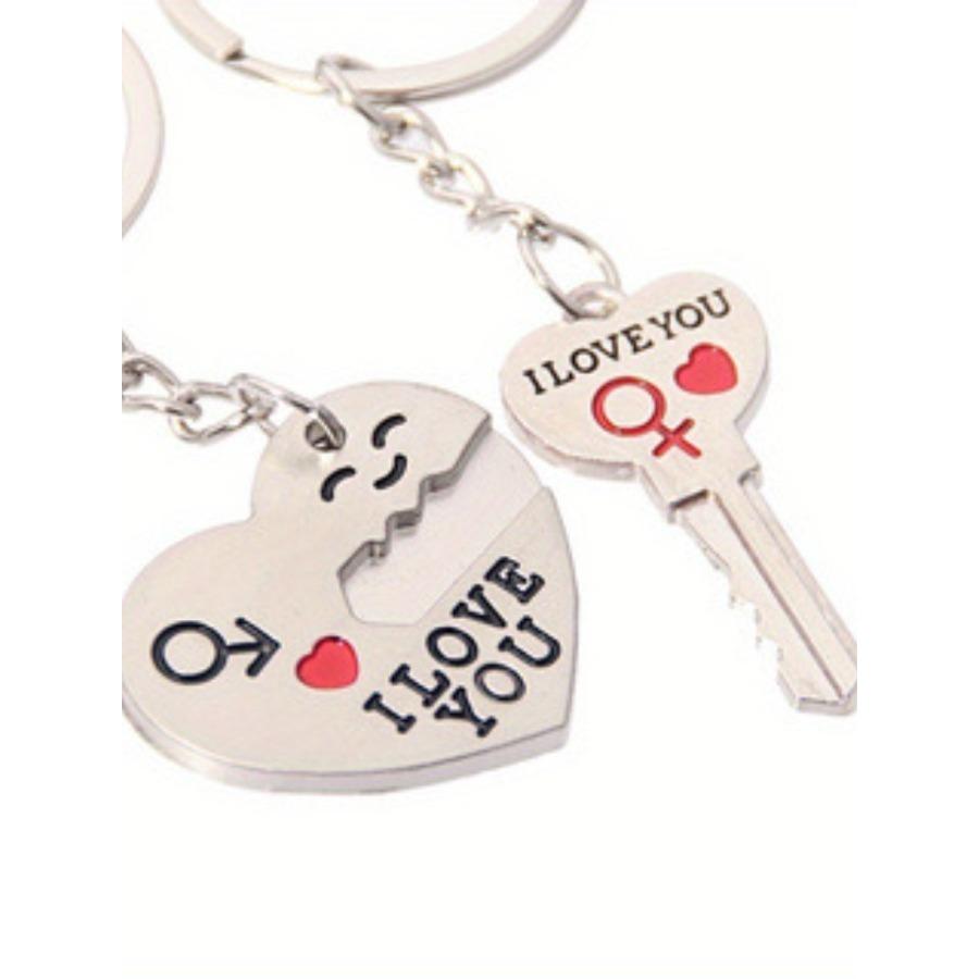 2pcs Set Men Women Cute Heart Key Keychain Couple Key Ring Lovers Key Chain Jewelry Accessory Gift