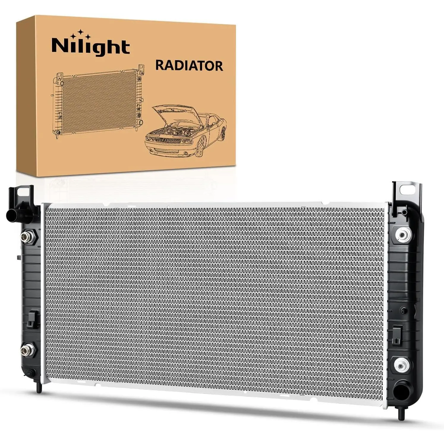 Nilight 34-Inch 101% Leak Tested 1x New Complete Radiator - Increases Boiling Point, for Chevy Silverado 1500 (1999-2013), Suburban, Tahoe, GMC Sierra 1500, Yukon XL, Cadillac Escalade - Automatic Transmission