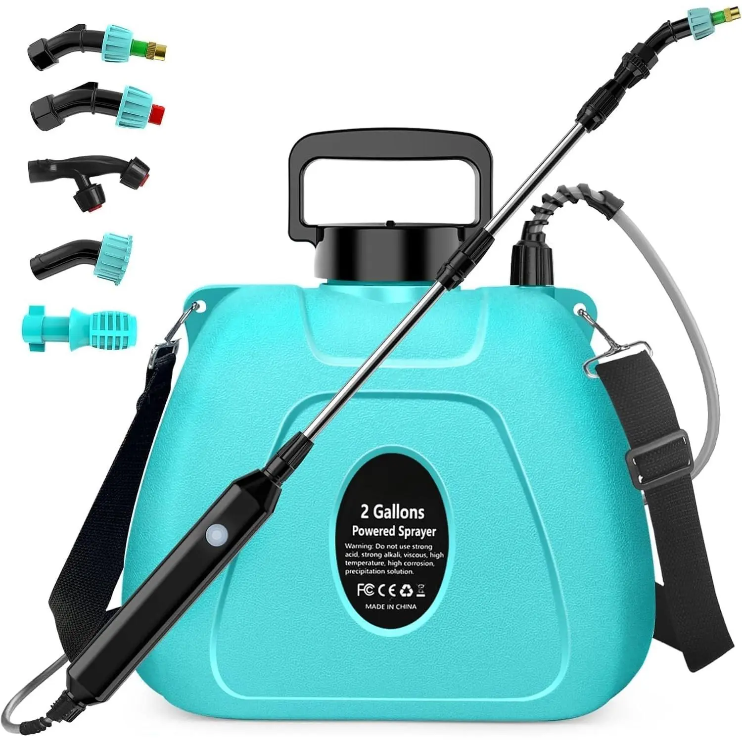 Sprayer 2 Gallon,  Electric Weed Sprayer Pump | Garden Sprayer with USB Rechargeable Handle, 5 Mist Nozzles, Retractable Wand, Adjustable Strap for Lawn, Yard