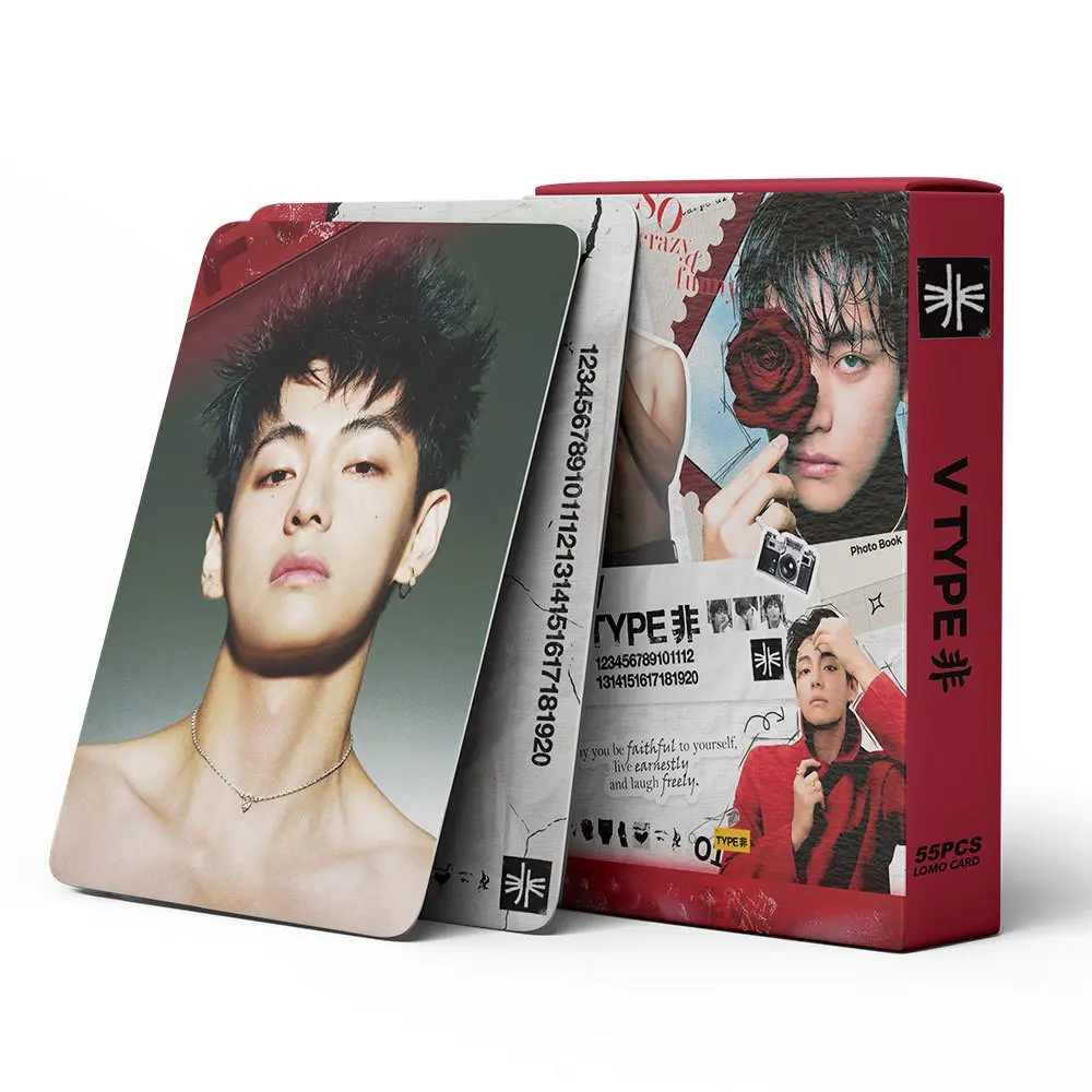 55pcs V Type Fan Made Lomo Cards, 3 Inch Aesthetic Mini Photo Cards, Idol Collectible Cards for Scrapbook Fans, Perfect Gift Idea