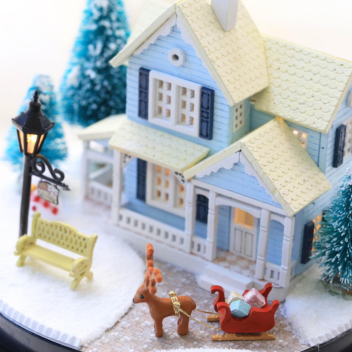 DIY Miniature House Kit, Nordic Fairy Tale Wooden DIY House Kit with LED Light, DIY Woodcraft Kit for Teenager & Adults, Birthday Gift