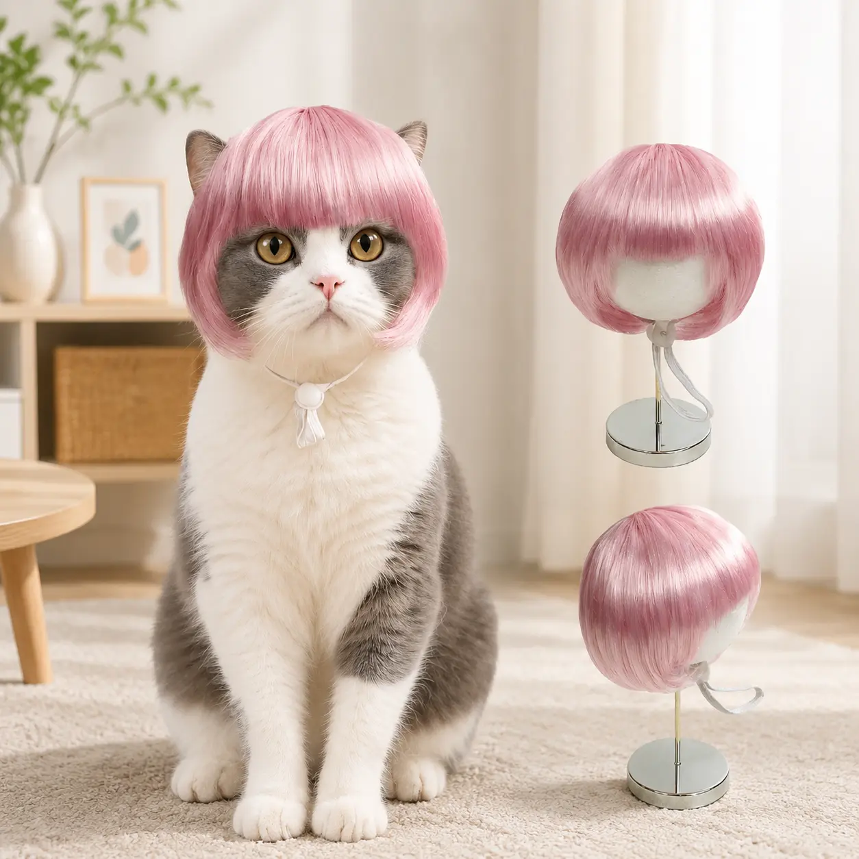 Funny DIY Cat Wig for Small Medium Large Dogs, Hand Sewn Pet Cosplay Costume for Halloween Parties tiktokshopbacktoschool