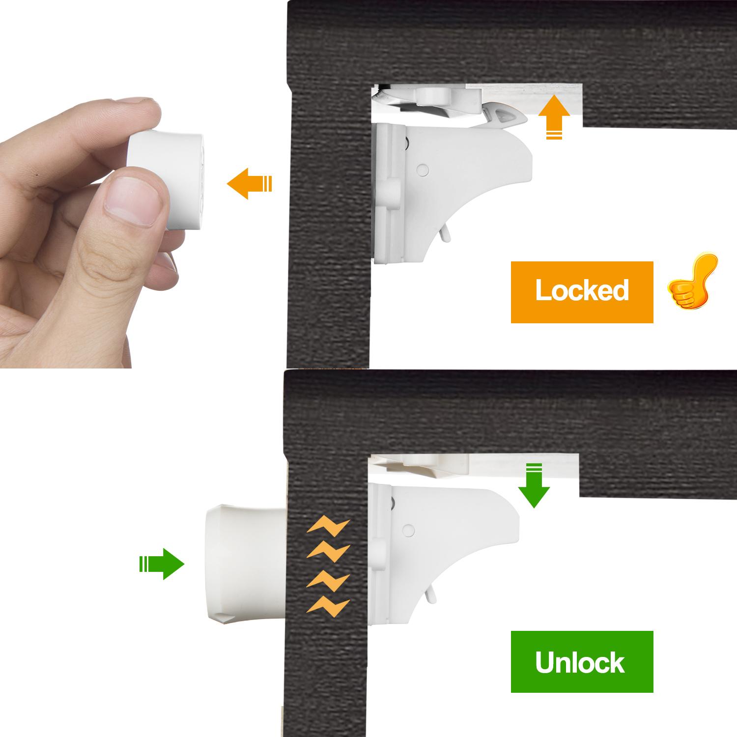 Vmaisi Baby Proofing Magnetic Cabinet Locks and Mom Tested Child Safety Latches includes Magnet Keys and 2 installation cradles designed for reuse on multiple locks Vmaisi Baby Proofing Magnetic Cabinet Locks and Mom Tested Child Safety Latches includes Magnet Keys and 2 installation cradles designed for reuse on multiple locks
