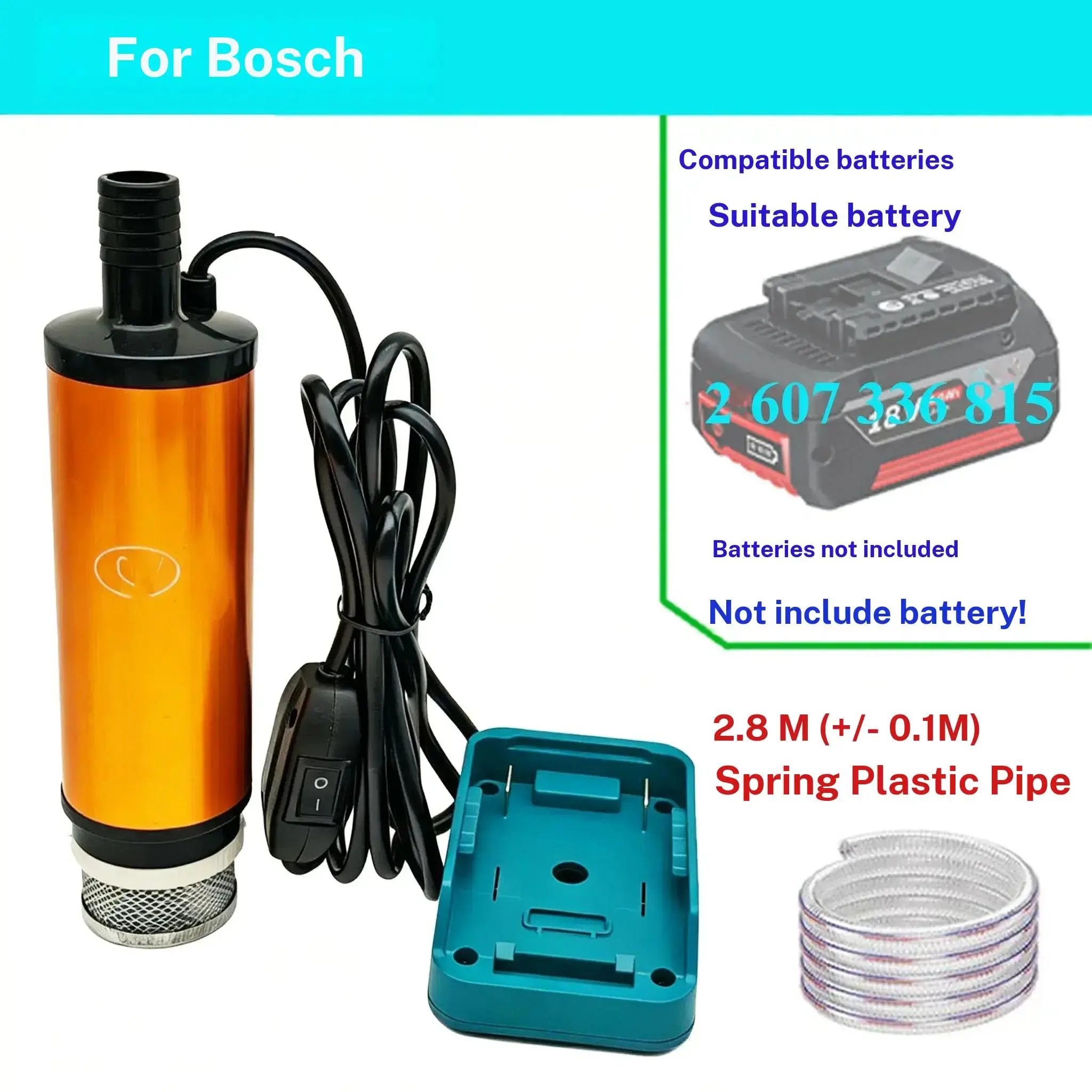 Bosch 18v Lithium Battery Portable Oil Well Drain Pump, Compact Design for Efficient Fluid Extraction, Ideal for Outdoor Use