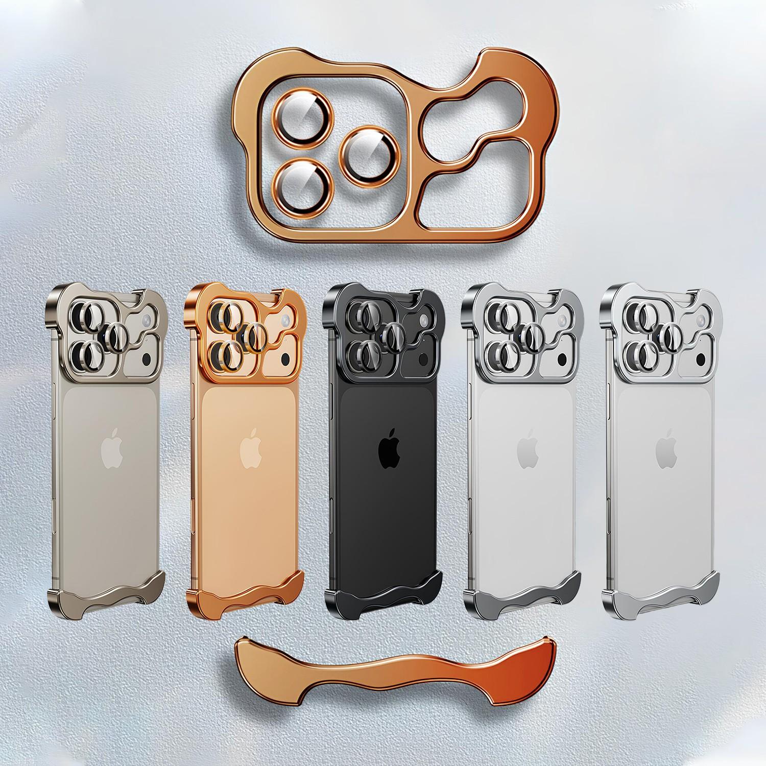 Frameless Series Designed for iPhone 17 Pro Max 16 15 14 13 Case,Minimalist Protective Shock Absorption Aerospace Grade Aluminum Shells & Elastomer Inlays Easy Fit,Shockproof Bumper Cover