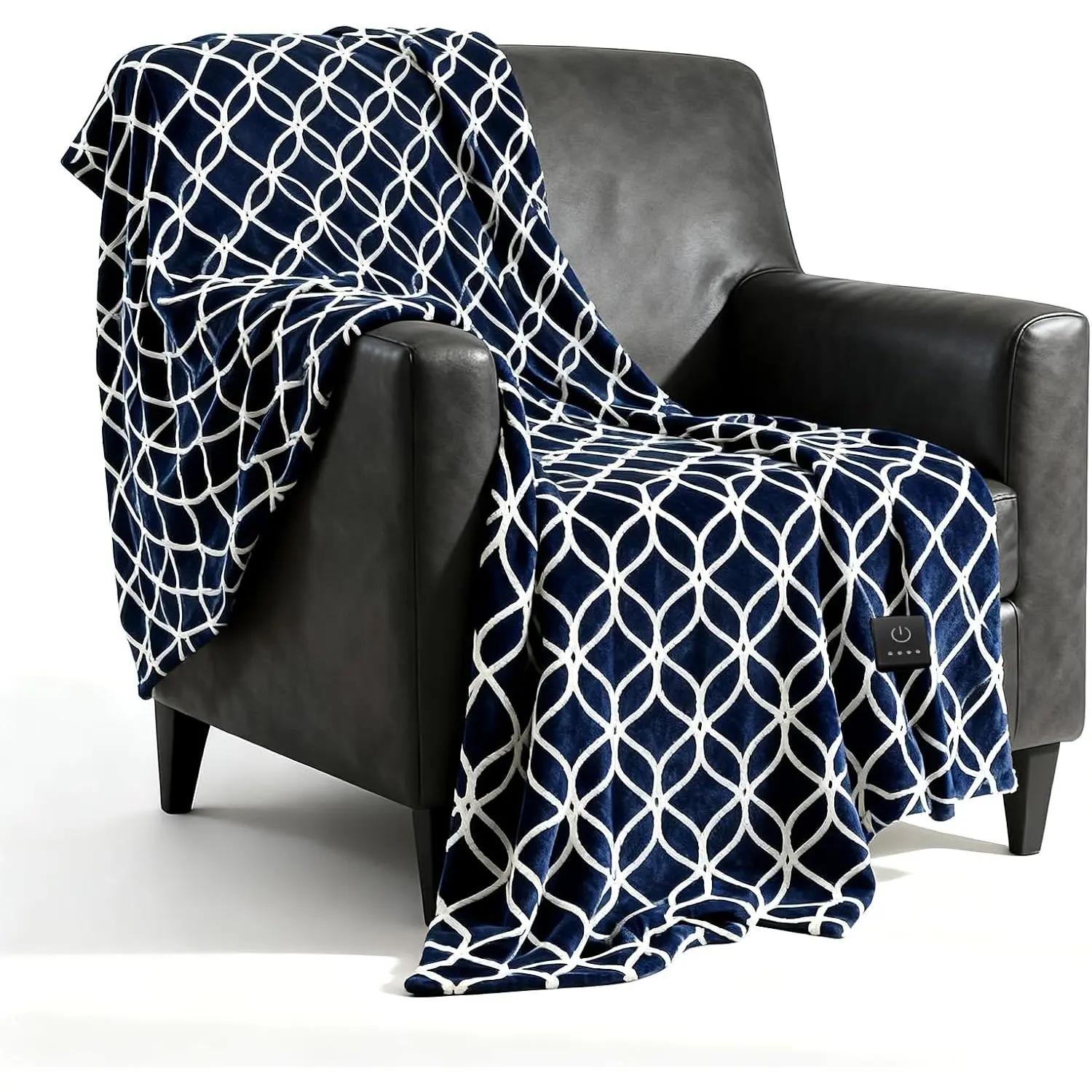 Heated Throw Blanket with-in Button Controller 50"x60" Electric Blanket with Soft Flannel Fleece 4 Heat 4-Hour Auto Shut Off Overheat Protection for Couch Bed and Office