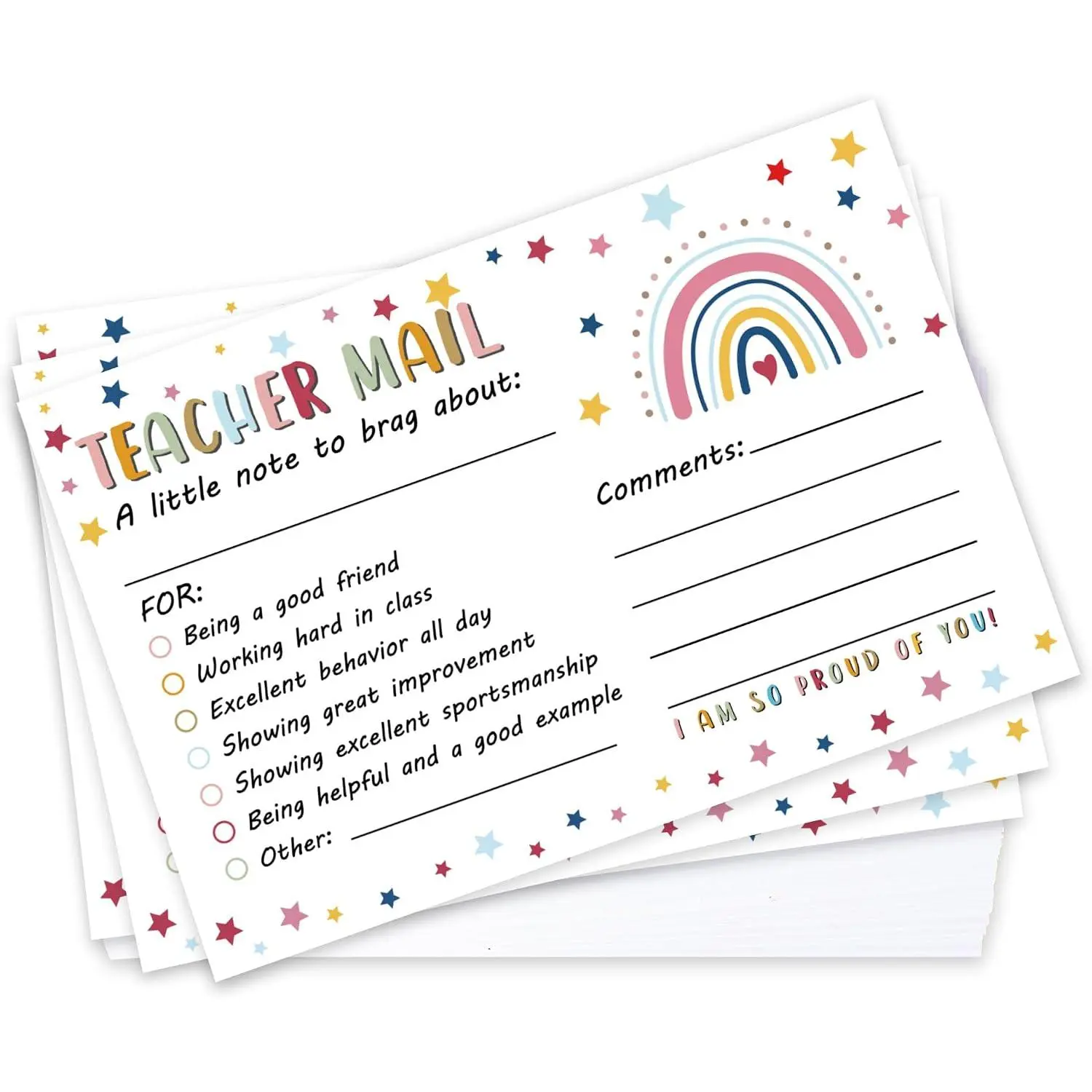 52 count Teacher Mail Notes to Parents, Happy Notes Mail Postcards, Motivational  Behavior Incentive Cards,Positive Cards for  , Teacher Classroom Supplies