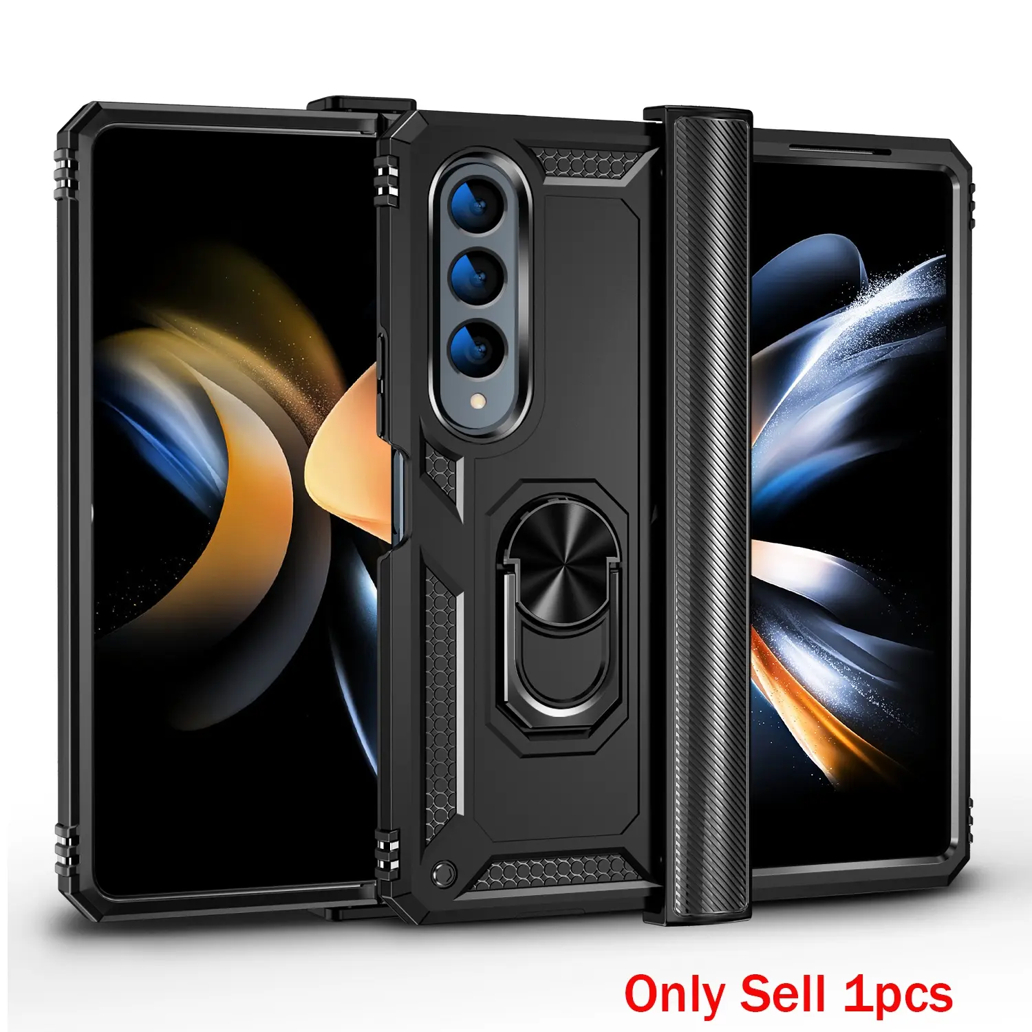 Case for Samsung Galaxy Z Fold 4 5G, Durable Shockproof Magnetic Ring Stand, Flexible Rotatable Design, Anti-Scratch Dual-Layer Protection for Samsung Galaxy Z Fold 4 5G Phone Case