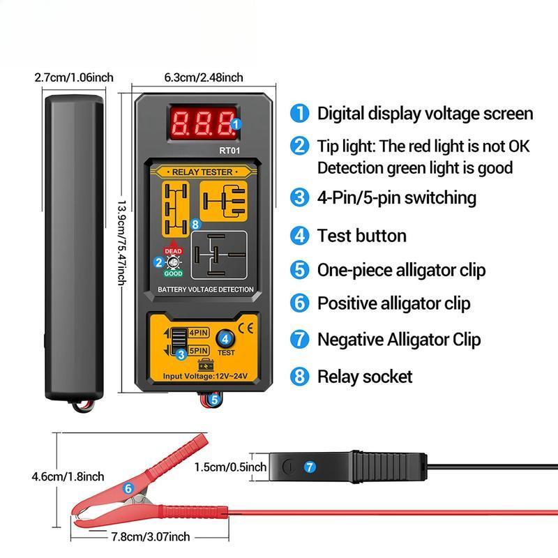 Universal 12V LED Indicator Light - Car Battery & Relay Voltage Tester, Checker for Vehicles, Essential Car Accessory