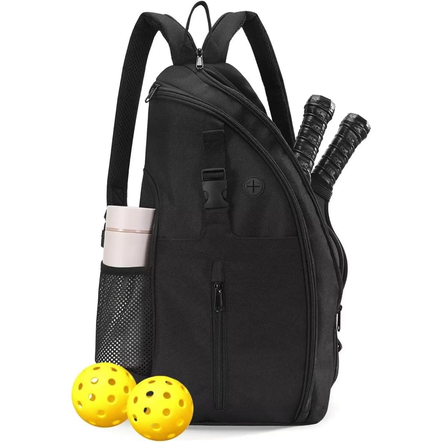 Tennis & Pickleball Adjustable Single-Dual Shoulder Backpack, Large Capacity Water-Resistant Gear Bag with 2-4 Racket Hold, Shoe Compartment for Men & Women Court Training Travel fence hook racquet sports