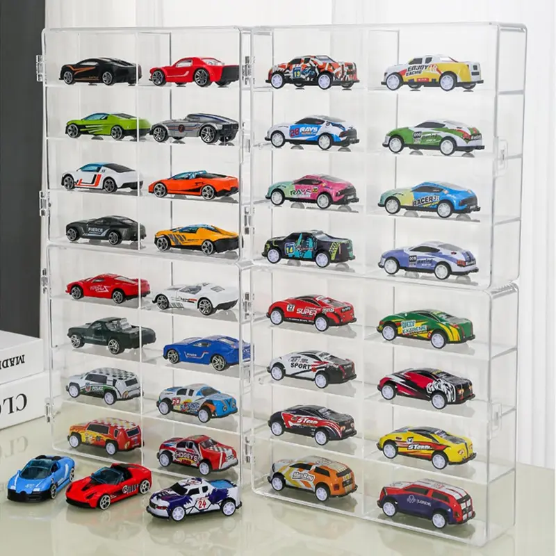 Car Display Case, 1 Count Clear Display Box with Clear Snap-on Dust Cover, Car Storage Organizer, Home Organizer for Living Room Bedroom