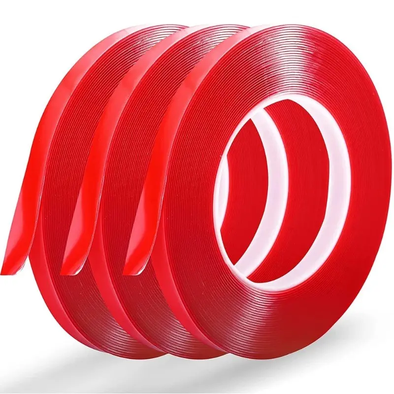 3 Rolls Transparent Acrylic Double-Sided Tape, Waterproof Strong Adhesive, No Residue, Ideal for Wall Decoration and Item Fixing