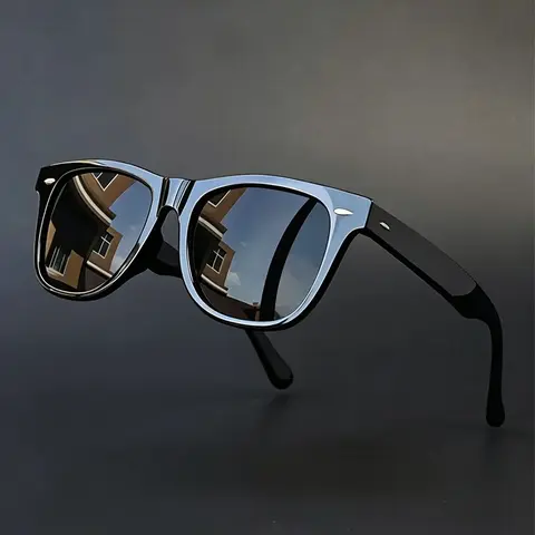 Retro Square Unisex Glasses, Anti-Glare Lightweight Durable Plastic Eyewear for Driving and Vacation, Summer Trendy Sunglasses, Stylish Sunglasses, Trendy Shades, Trendy Square Sunglasses