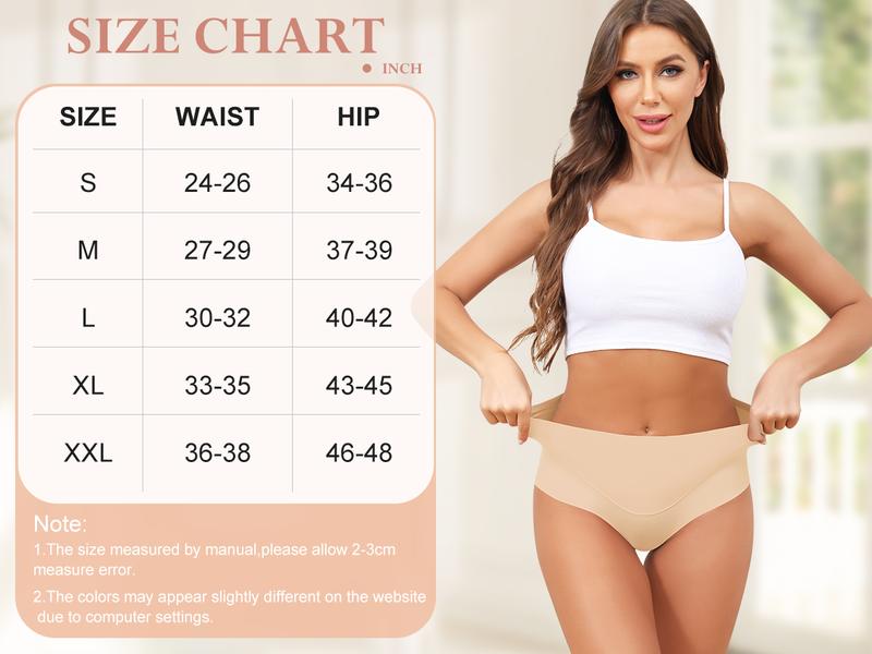LEVAO Women’s Seamless High Waist Underwear 6 Pack, No Show Full Coverage Briefs S-XXL