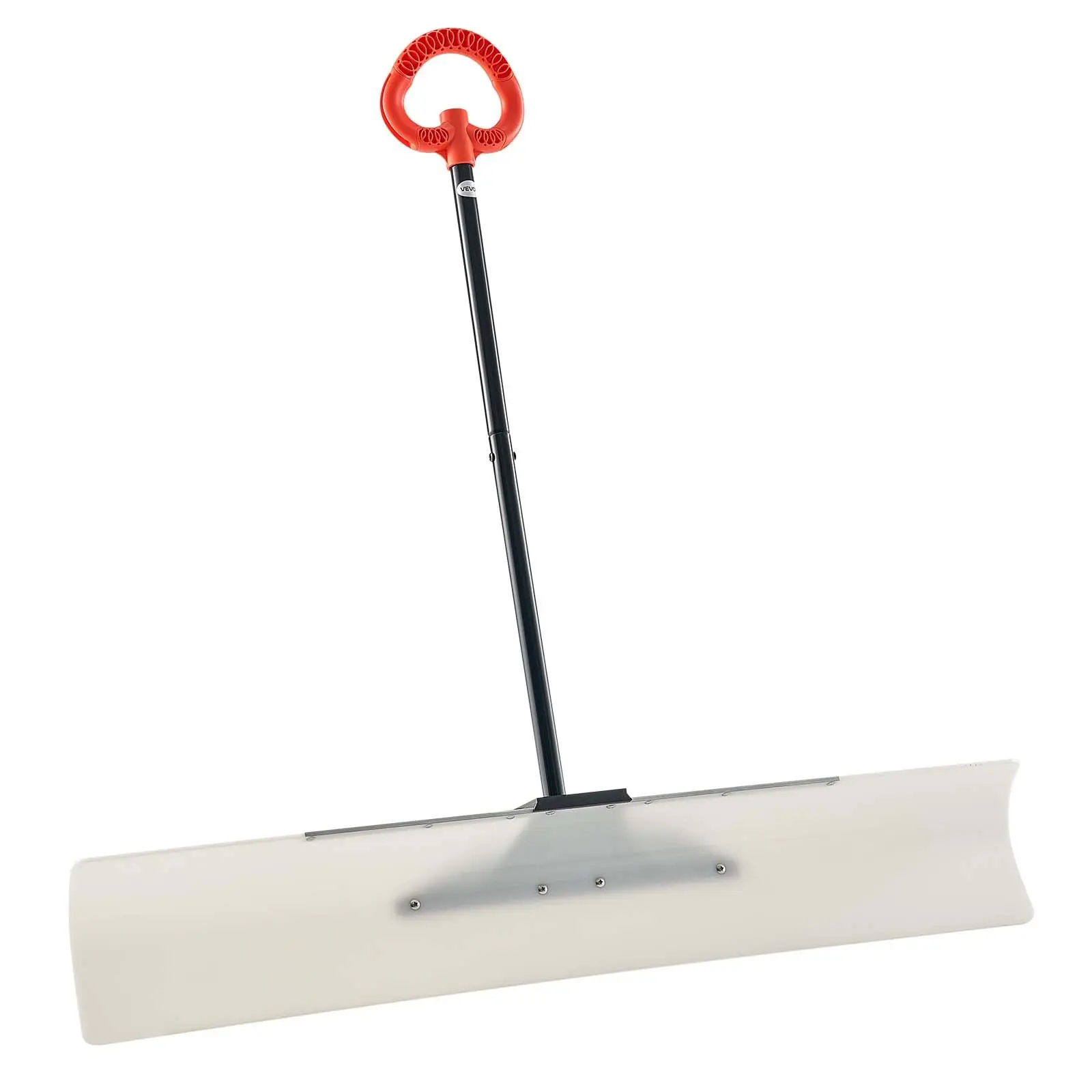Snow Pusher Shovel, 48 in Outdoor Snowplow Shovel with Ergonomic Grip, HDPE Plastic Blade, Winter Shovels with Segmented Handle, Metal Edged Strip, Portable Snow Removal Tool for Driveway Garden