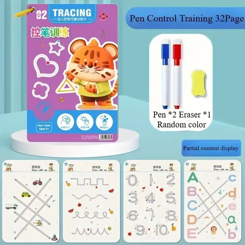 32-Page Reusable Magic Practice Notebook Set ✍️📚 - Brain Development & Educational Workbook for Writing/Drawing, Colorful Pages & Durable Binding, Black Friday Deal: Ideal Christmas/New Year Gift 🎁 School Supplies