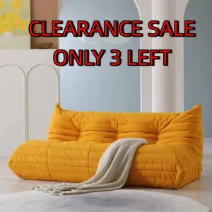 【ONLY 3 PICS】ToastSofa Ergonomic Bean Bag Lounge Chair-3 seater – Hand-Tufted Togo-Style Floor Sofa with Plush Linen Fabric – Boneless Caterpillar Design, No Assembly Required – Ideal for Living Room, Bedroom, or Apartment