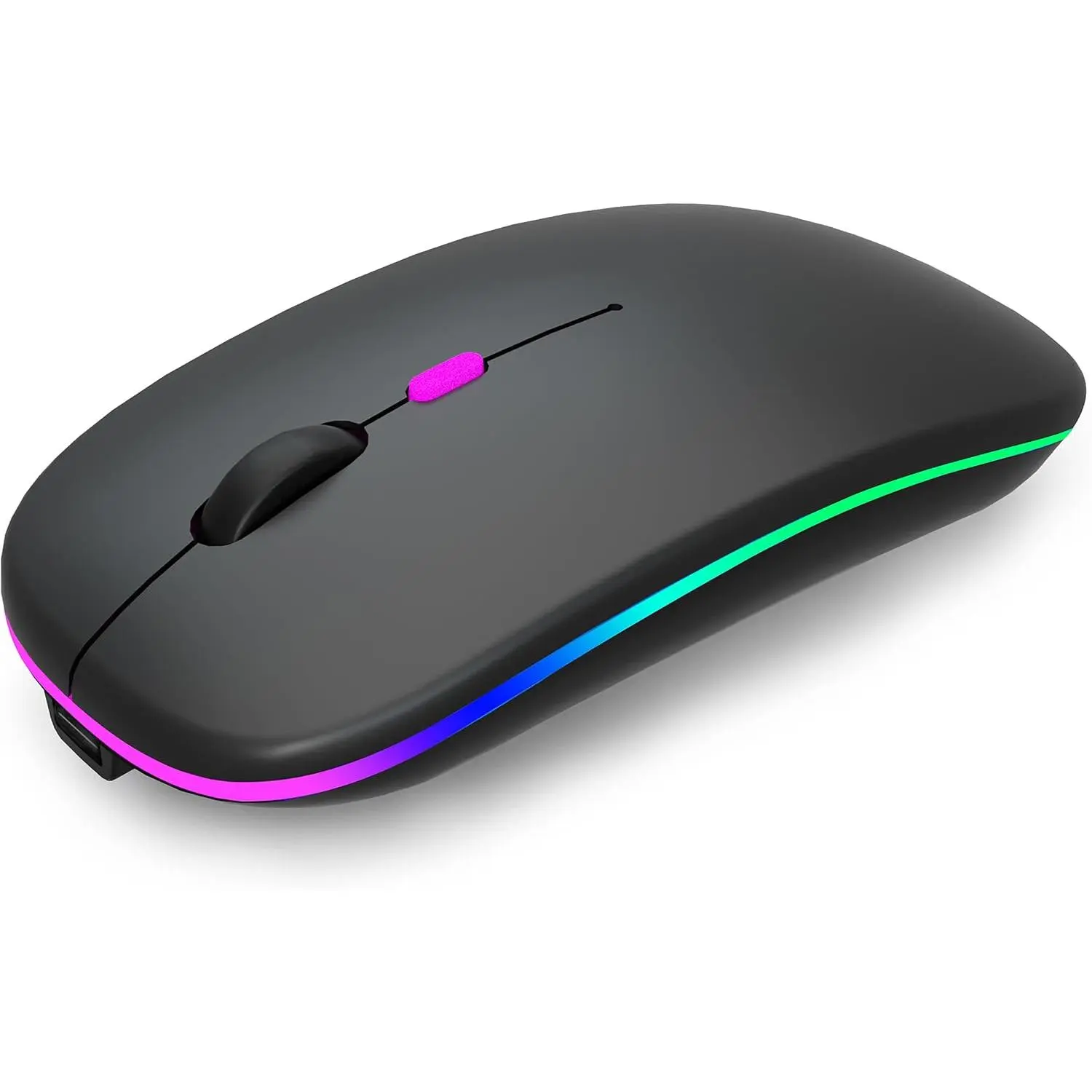 RGB Lights Gaming Mouse with Bluetooth 5.2-2.4G USB, Optical Sensor, Cross-Platform Multiple Device Compatibility, Rechargeable Slim Silent Portable Design, Long Standby, Synthetic Build for Laptop, PC (Black), Multiple Devices