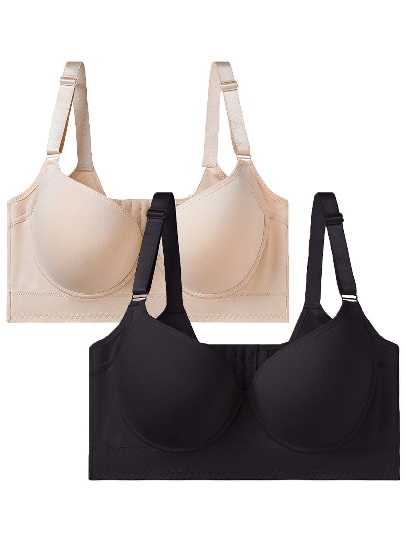2-Pack Women's Adjustable Supportive Everyday Bras with Underwire, Comfortable Breathable Fit Underwear, Adjustable Straps to Prevent Sagging