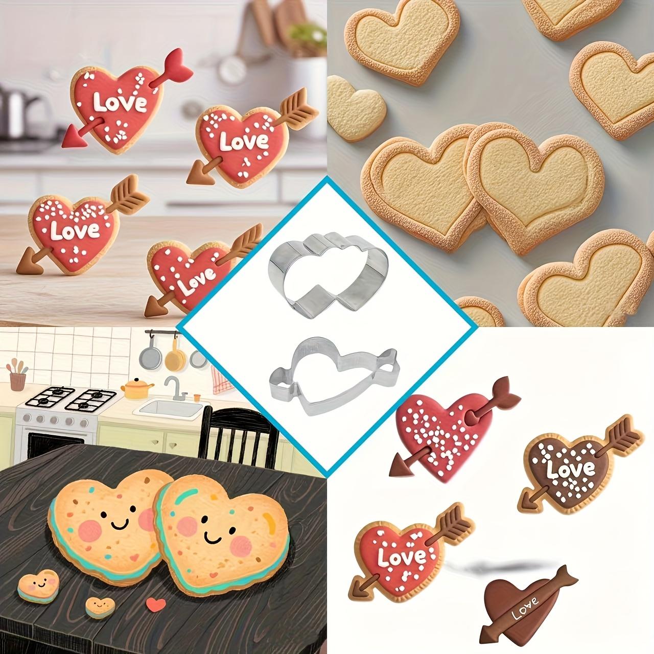 1/2/4pcs Stainless Steel Cookie Cutter Set - Cupid and Heart-Shaped Candy Molds, Cookie Cutters, Chocolate Cutters, Cake Decorating Molds, Baking Tools, Kitchen Gadgets, Christmas and Valentine's Day Cookie Mold Accessories, Essential Kitchenware