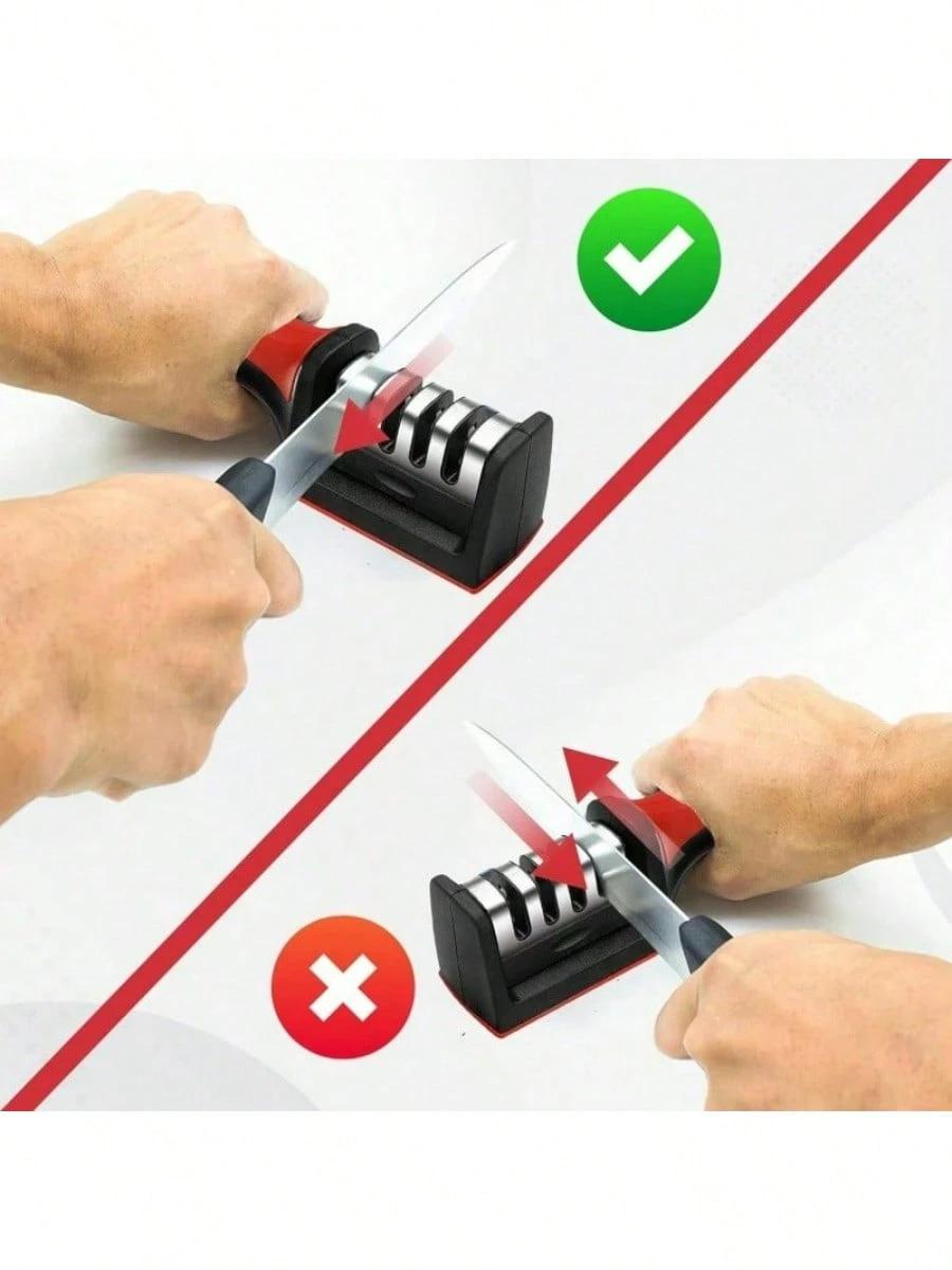 Kitchen Accessories Sharpener Three-Section Rapid Sharpening Diamond Sharpening Multifunctional Sharpening Kitchen Knife Sharpening Stone Hand-Held Sharpening,Kitchen Accessories,Cocina