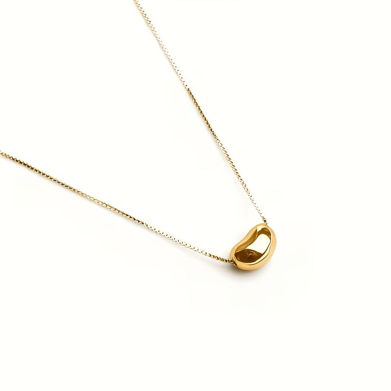 Stainless steel box chain bean pendant necklace, simple, unique, and stylish design, suitable for holiday and daily wear