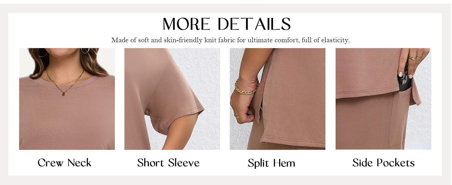 【XL-5XL】Imily Bela Curve Womens Plus Size Lounge Sets Short Sleeve Tops Wide Leg Pants 2 Piece Outfits Tracksuit with Pockets