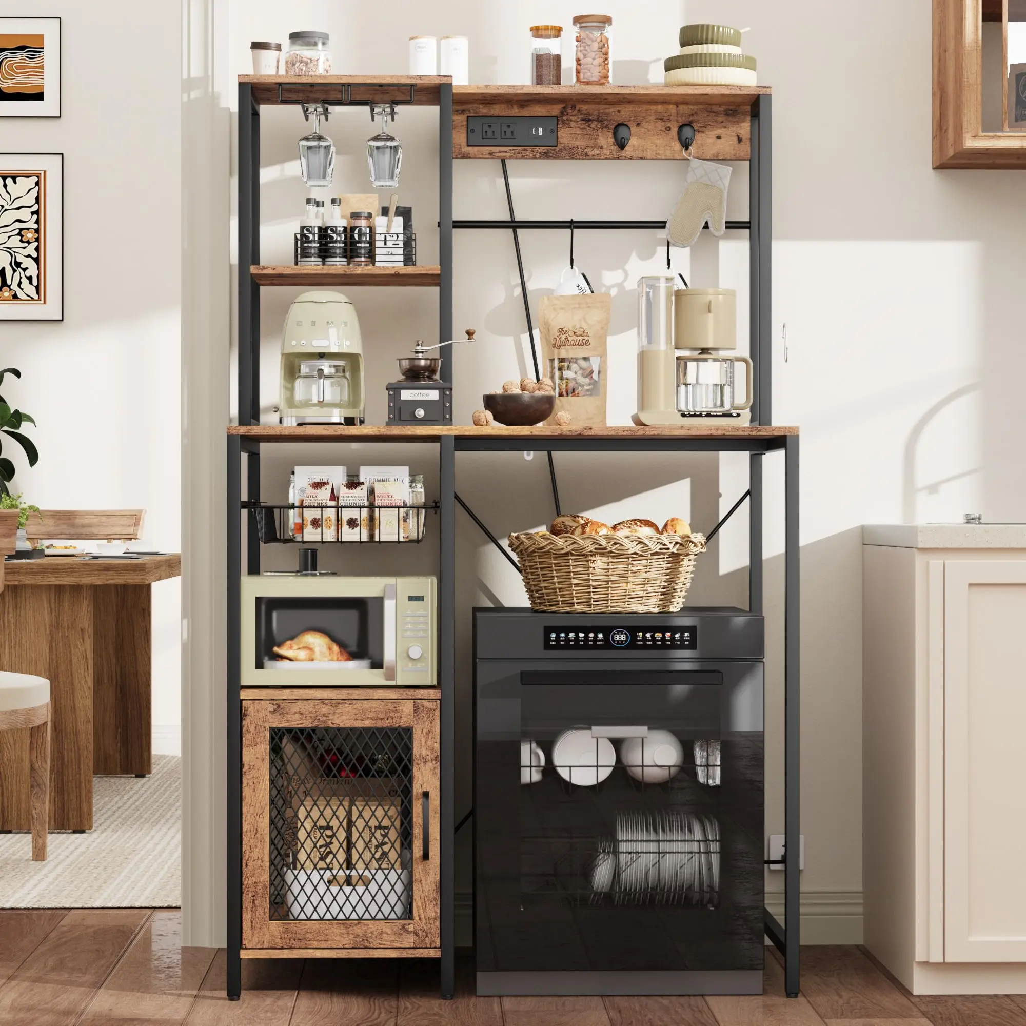 Garvee Microwave Stand & Fridge Stand, Baker's Rack with Power Outlet Garvee Microwave Stand & Fridge Stand, Baker's Rack with Power Outlet