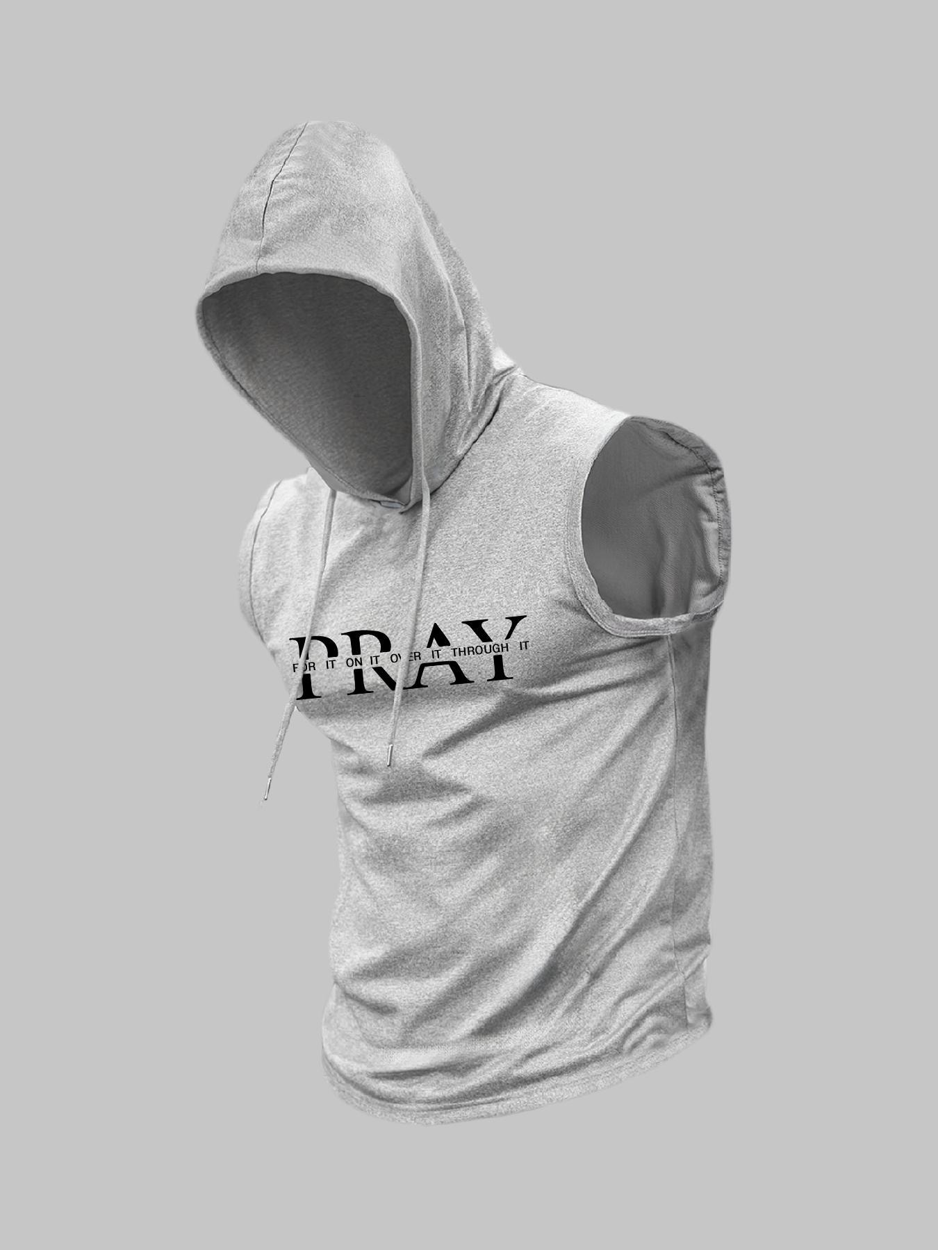 Men's Regular Fit Letter Print Hooded Tank Top, Casual Sleeveless Top for Summer, Fashion Men's Clothes for Daily Wear, Breathable Sleeveless Vest, Socks