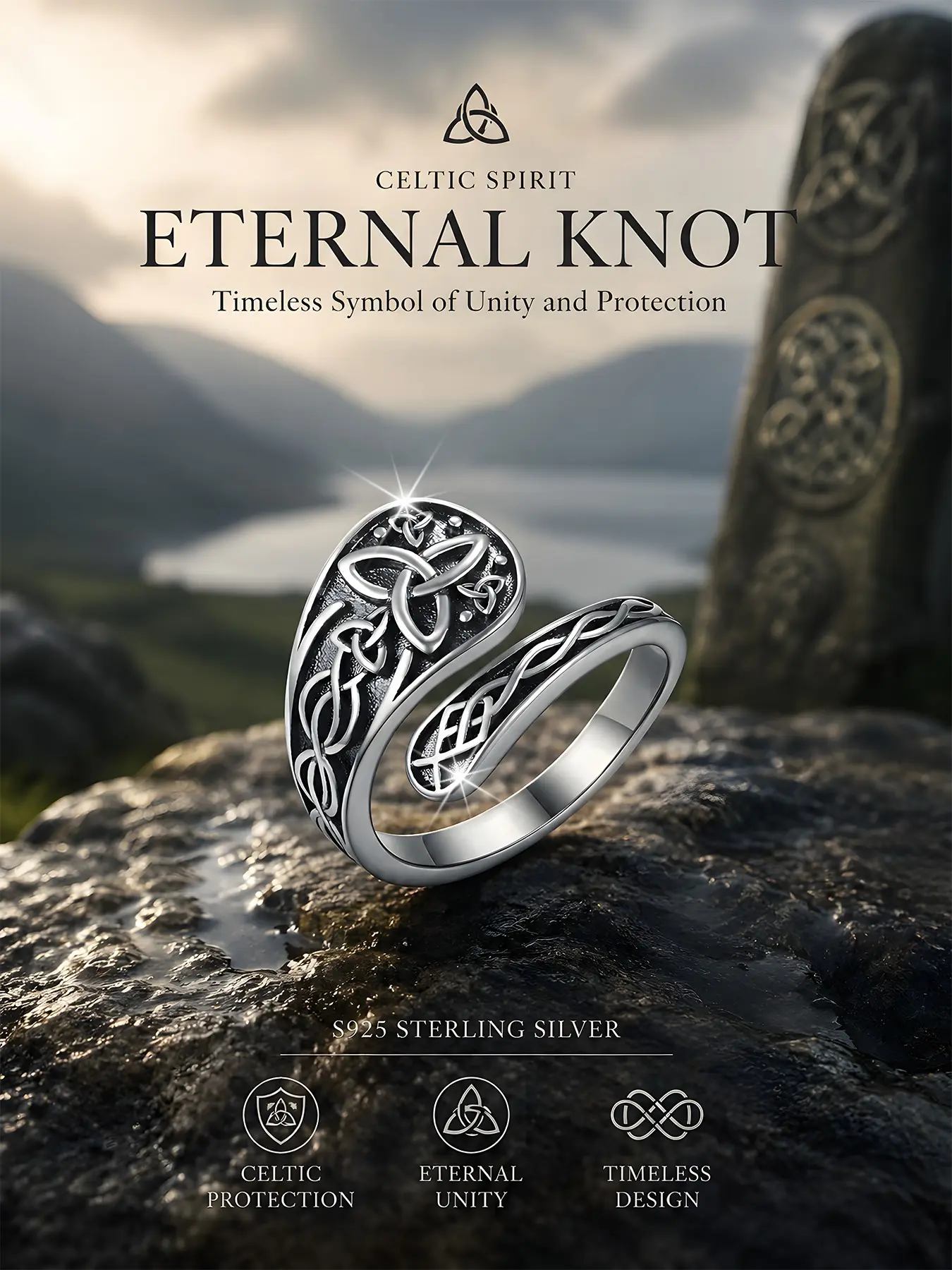 Women's Vintage Bohemian S925 Silver Kateel Knot Spoon Ring, Adjustable Open Band, Hypoallergenic, Perfect for Daily Wear, Gift Idea, Adjustable Open Rings, Vintage Inspired Ring, Boho Style Rings