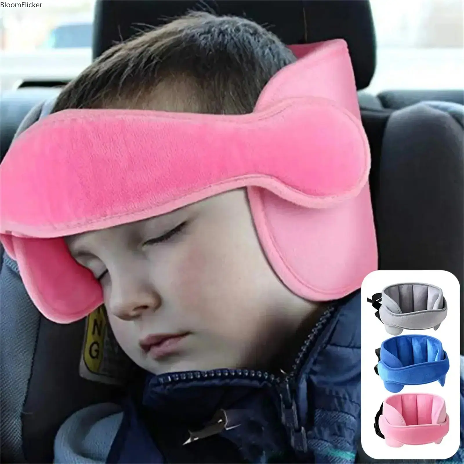 Soft Adjustable Fabric Car Head Support Strap, Comfort Neck‑Relief Sleeping Head Rest Holder, Secure Stable Car Seat Accessory for Road Trips, Daily Commute & Long‑Distance Travel