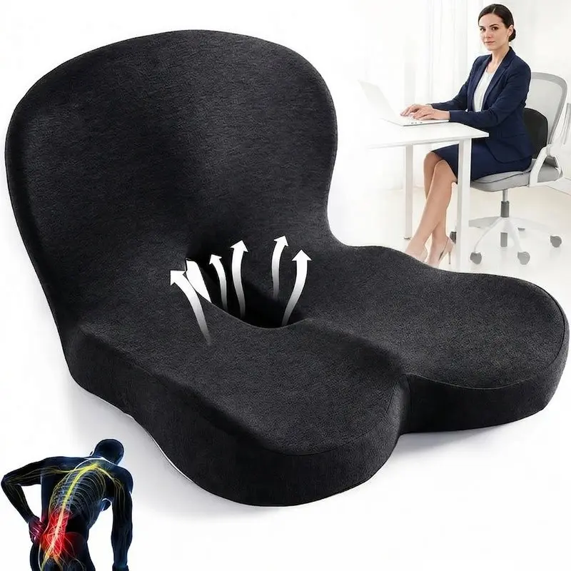 Waist cushion, lumbar support pad, tailbone support pad, anti slip memory cotton ergonomic cushion, breathable and non stuffy cushion for home prolonged sitting and stress relief, improving discomfort in the lower back