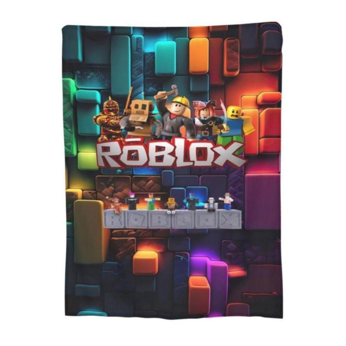Roblox Funny Plush Flannel Blanket - Premium Flannel Material Cozy Lightweight Portable Cover for Sofa Bedroom Office Travel Camping Mother's Day Valentine's Day Birthday Christmas Gift
