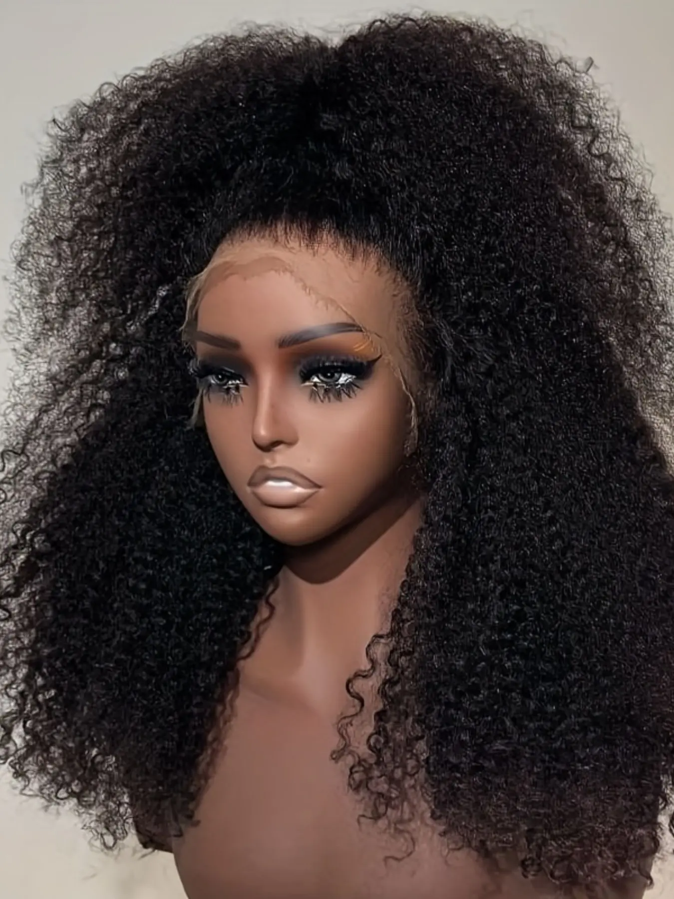 26Inch 180%Density Lace Front Wigs Natural Blakc Long Kinky Curly Hair Wigs With Baby Hair Wigs Comfortable Wear Heat Resistant Natural hairline Glueless, Breathable, Daily Wigs