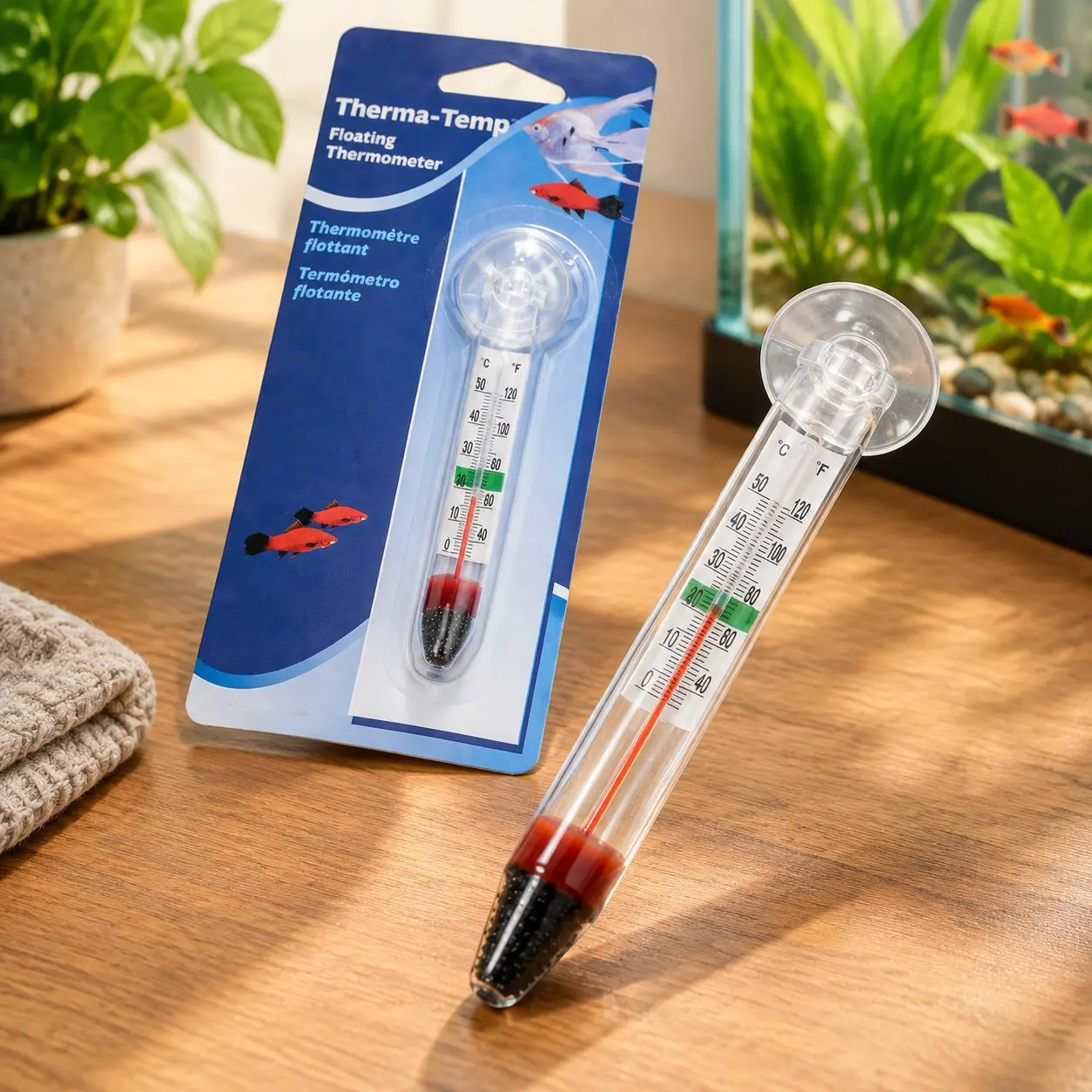 Floating Aquarium Thermometer - Easy to Read Temperature Gauge with Optional Suction Cup & Removable Mount - Safe for Freshwater & Saltwater Tanks - Multicolor, 4.25 InchesGift