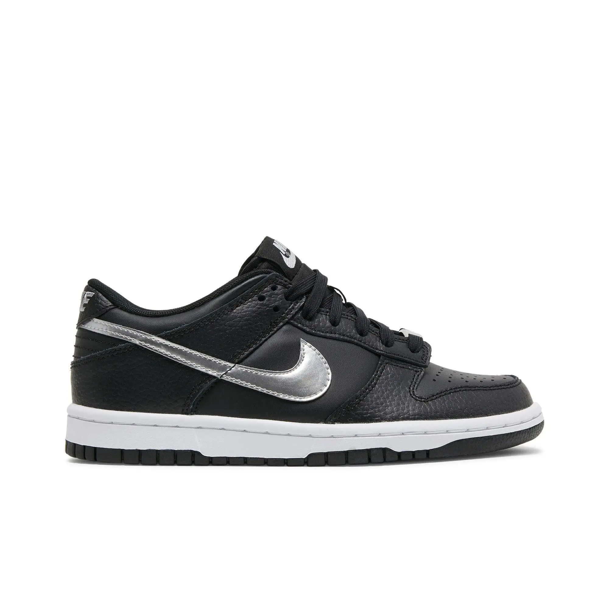 NBA x Nike Dunk Low EMB Grade School '75th Anniversary - Spurs' (Unisex) Black/Iron Grey/White/Chrome childrens skate shoes DC9560 001