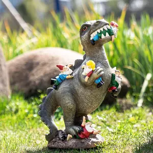 SOWSUN Garden Gnomes Statues Yard Decorations Outdoor Garden Decor, 14” Dinosaur Gnomes Garden Statues, Patio, Lawn Ornament, Gardening Gifts for Women for Housewarming